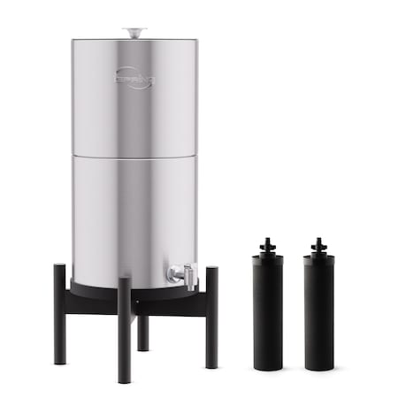 Ispring Stainless Steel Countertop Water Filter System with Black Wood Base DGF2-B